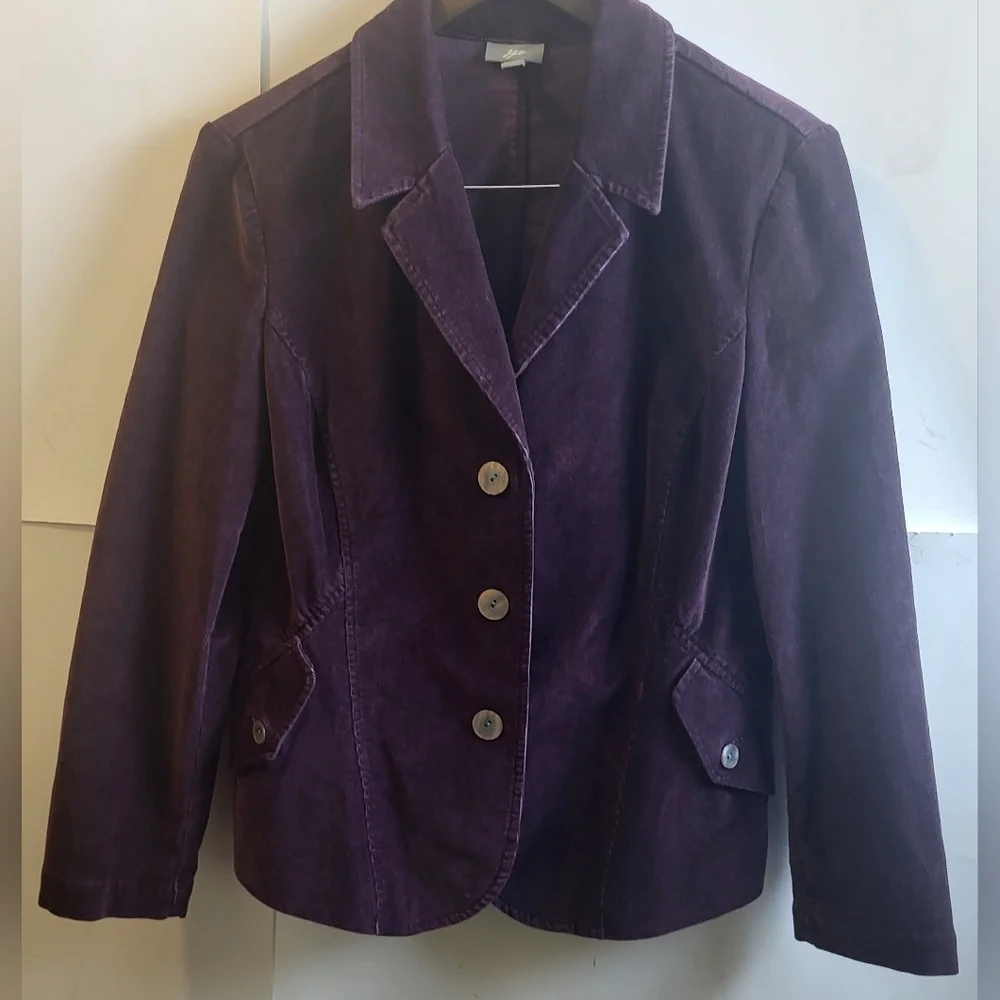 J Jill Corduroy Women's Purple Blazer,‎ Size M/P